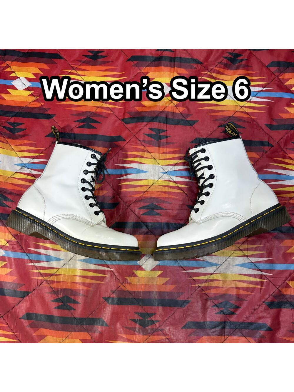 Dr. Martens Boots Womens Size 6 White Leather Ankle Combat Lace Up Classic 11821